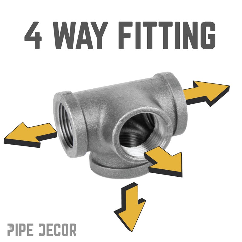PIPE DECOR 1/2" Side Outlet Tee Fitting, PIPE DECOR Black Malleable Iron Fittings Fit Standard 1/2 Inch Pipes, Nipples and Fittings, Regular Plumbing Applications and Vintage DIY Furniture, 8 Pack - Image 4